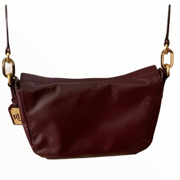 RALPH LAUREN PLUM WINE LEATHER CROSSBODY - Picture 3 of 14